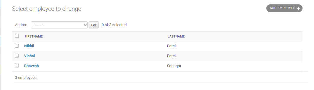 Django Admin Employee List
