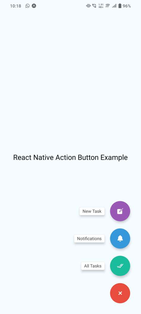React Native Floating Action Button Example